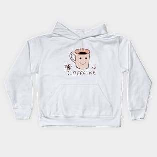 Caffein Cute coffee cup Kids Hoodie